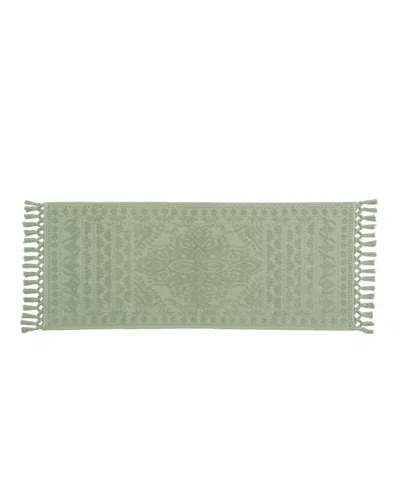 French Connection Nellore Fringe Cotton Bath Rug, 24" X 64" In Green