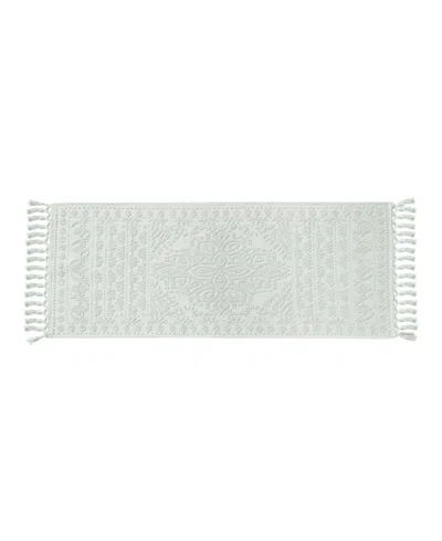 French Connection Nellore Fringe Cotton Bath Rug, 24" X 64" In Blue