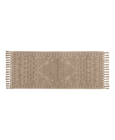 French Connection Nellore Fringe Cotton Bath Rug, 24" X 64" In Brown
