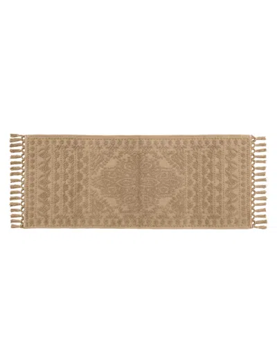 French Connection Nellore Fringe Cotton Bath Rug, 24" X 64" In Brown