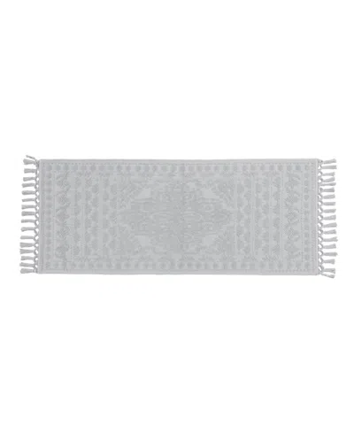French Connection Nellore Fringe Cotton Bath Rug, 24" X 64" In Gray