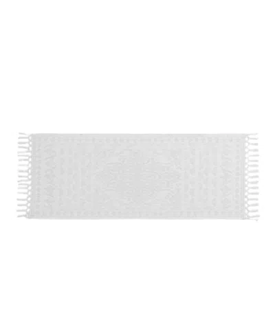 French Connection Nellore Fringe Cotton Bath Rug, 24" X 64" In White