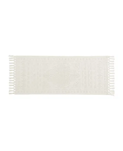 French Connection Nellore Fringe Cotton Bath Rug, 24" X 64" In White