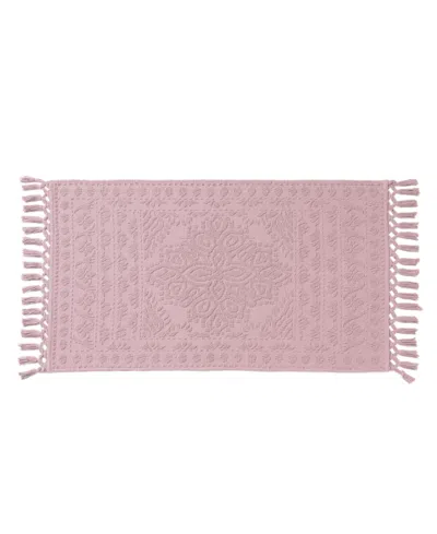French Connection Nellore Fringe Cotton Bath Rug, 26" X 49" In Pink