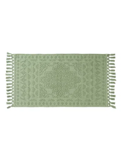 French Connection Nellore Fringe Cotton Bath Rug, 26" X 49" In Green