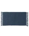French Connection Nellore Fringe Cotton Bath Rug In Blue