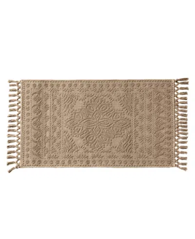 French Connection Nellore Fringe Cotton Bath Rug, 26" X 49" In Brown