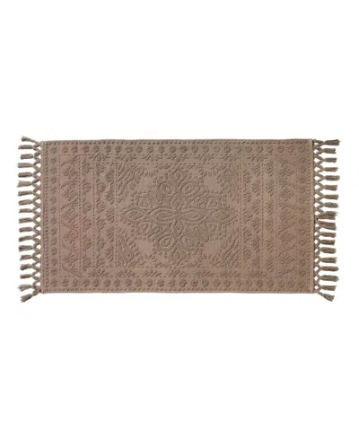 French Connection Nellore Fringe Cotton Bath Rug, 26" X 49" In Brown