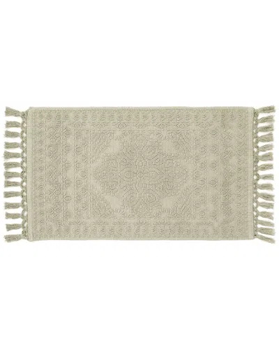 French Connection Nellore Fringe Cotton Bath Rug In Green