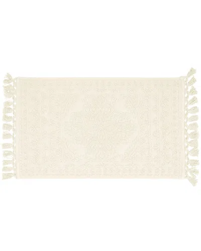 French Connection Nellore Fringe Cotton Bath Rug In Neutral