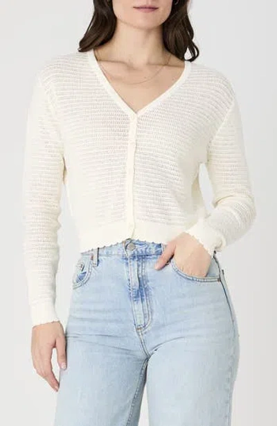 French Connection Nesta Cotton Crop Cardigan In Classic Cream