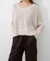 French Connection Nini Crochet Long Sleeve Cotton Pullover Sweater In White