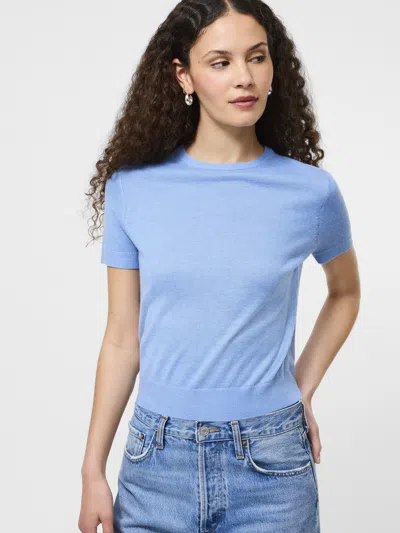 French Connection Nola Fine Knit Short Sleeve Sweater  Knitwear In Blue