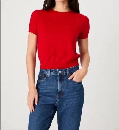 French Connection Nola Fine Knit Short Sleeve Sweater In Mars Red