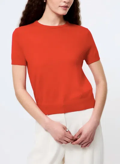 French Connection Nola Fine Knit Short Sleeve Sweater In Mars Red In Orange