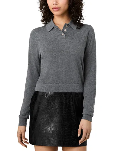 French Connection Nola Knit Polo Top In Gray