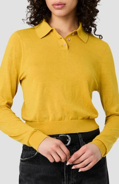 French Connection Nola Long Sleeve Polo In Yellow