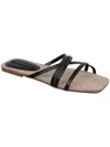 French Connection North West Rope Womens Leather Slip On Slide Sandals In Black