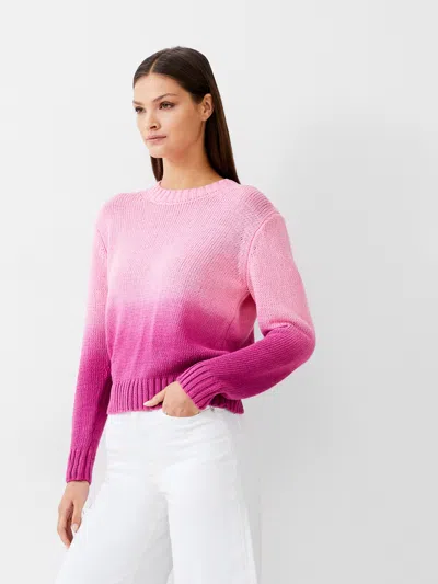 French Connection Ombre Crew Knit Jumper Mandarin/wild Rosa In Pink