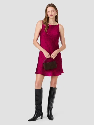 French Connection Oona Satin Celeste Fleur Flare Mini Dress In Rose Boudoir