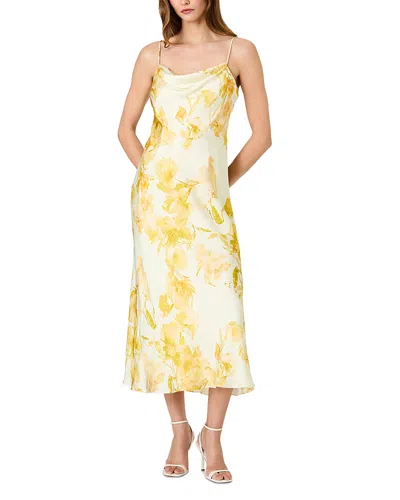 French Connection Oona Sophie Floral Cowl Neck Midi Dress In Gold