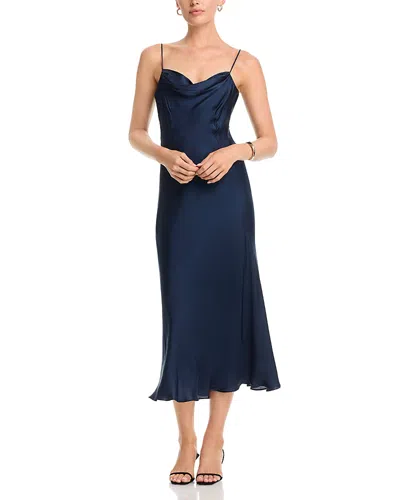 French Connection Oona Satin Strap Dress In Blue
