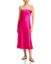 French Connection Oona Satin Strapless Midi Dress In Cerise Pink