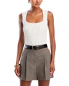 French Connection Ottoman Crinkle Sleeveless Top In Neutral