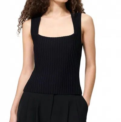 French Connection Ottoman Crinkle Sleeveless Top In Black