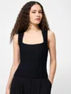French Connection Ottoman Crinkle Sleeveless Top In Black