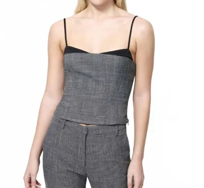 French Connection Owen Plaid Suiting Corset Top In Charcoal Black In Gray