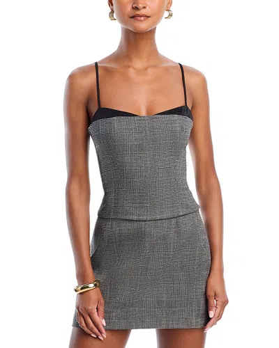 French Connection Owen Plaid Suiting Strappy Corset Top In Burgundy