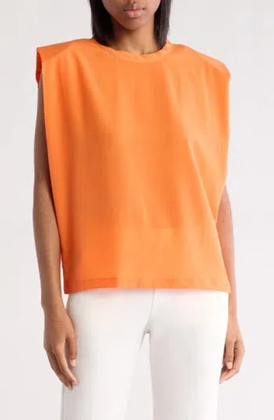 French Connection Padded Shoulder Crepe Tank In Orange