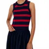 French Connection Padma Fine Knit Striped Vest In Hester Stripe Royal Blue In Red