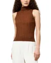 French Connection Padma Fine Knit Turtleneck Tank Top In Brown