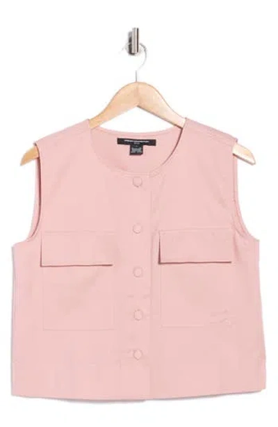 French Connection Patch Pocket Twill Vest In Pink