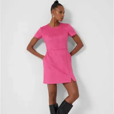 French Connection Patty Drape Short Sleeve Dress In Fushia In Brown