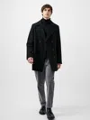 French Connection Water Repellent Black Felted Twill Peacoat In Black
