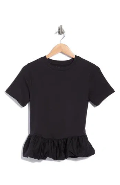 French Connection Peplum Bubble Hem T-shirt In Black