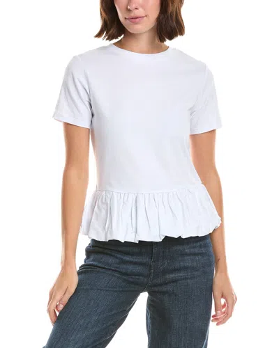 French Connection Peplum Bubble Hem T-shirt In White