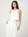 French Connection Birdie Tie Back Cutout Linen Blend Tank In Cream