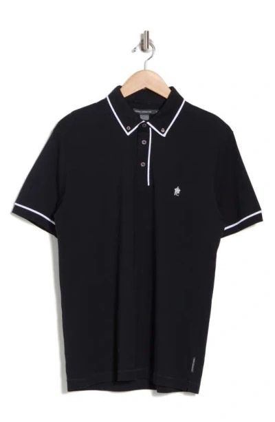 French Connection Piped Cotton Polo In Dark Blue