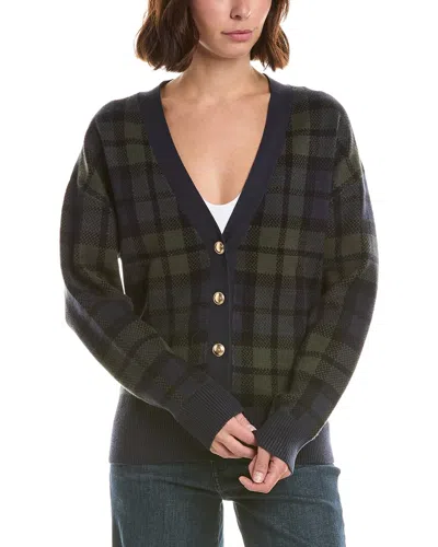 French Connection Plaid Oversized Wool-blend Cardigan In Brown