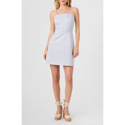 French Connection Cotton Sateen Square Neck Windowpane Dress In White