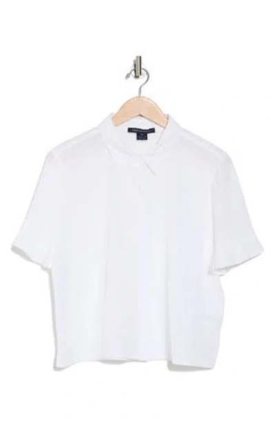 French Connection Pleated Short Sleeve Button Front Shirt In White