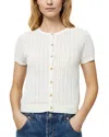 French Connection Pointelle Cotton Blend Cardigan In Cream