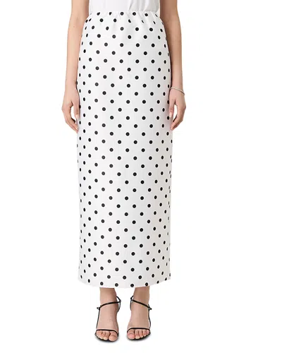 French Connection Polka Dot Maxi Skirt In Summer White Polka Dot