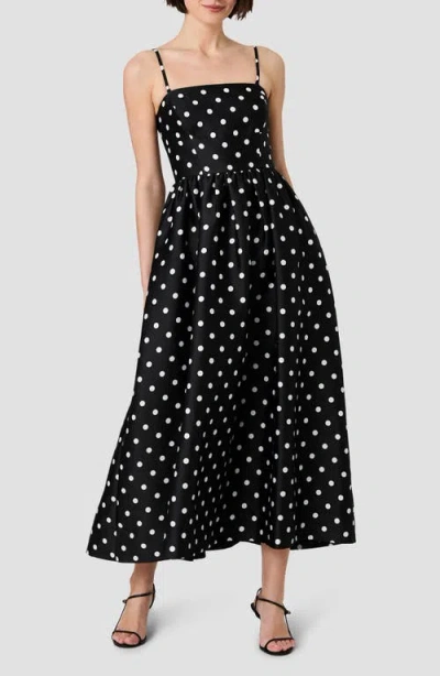 French Connection Polka Dot Strapless Taffeta Midi Dress In Multi