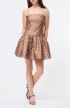 French Connection Structured Taffeta Dress In Brown