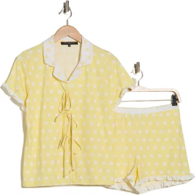 French Connection Polka Dot Tie Short Pajamas In Yellow